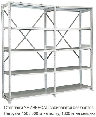 Стеллаж металлический ТСУ 3.2.5-150